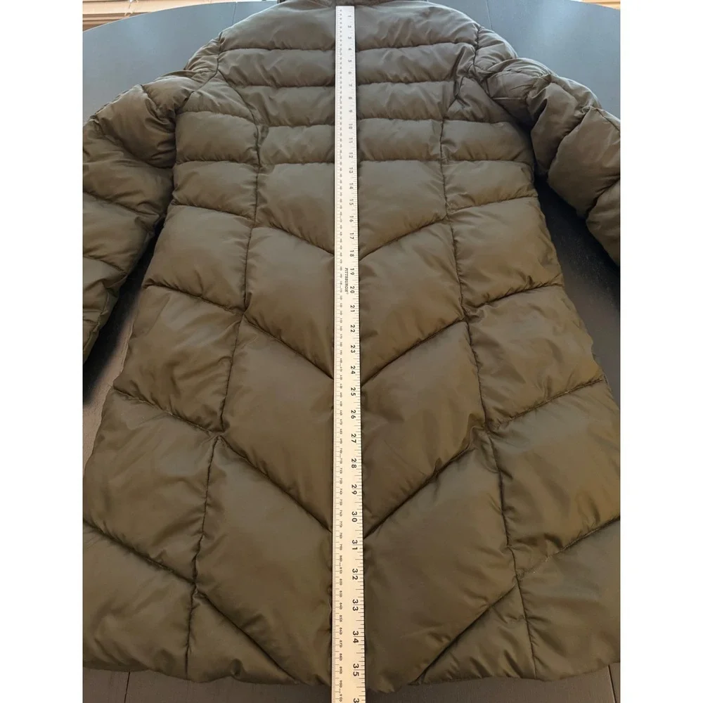 Larry Levine Faux-Fur Trimmed Parka Womens Medium Dark Green Insulated Coat‎